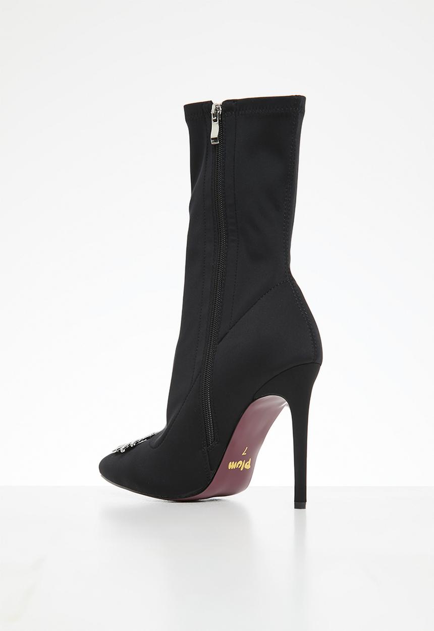 Plum - Molly stiletto sock boot - black