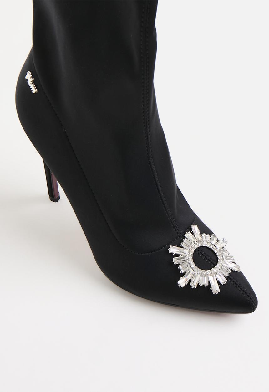 Plum - Molly stiletto sock boot - black
