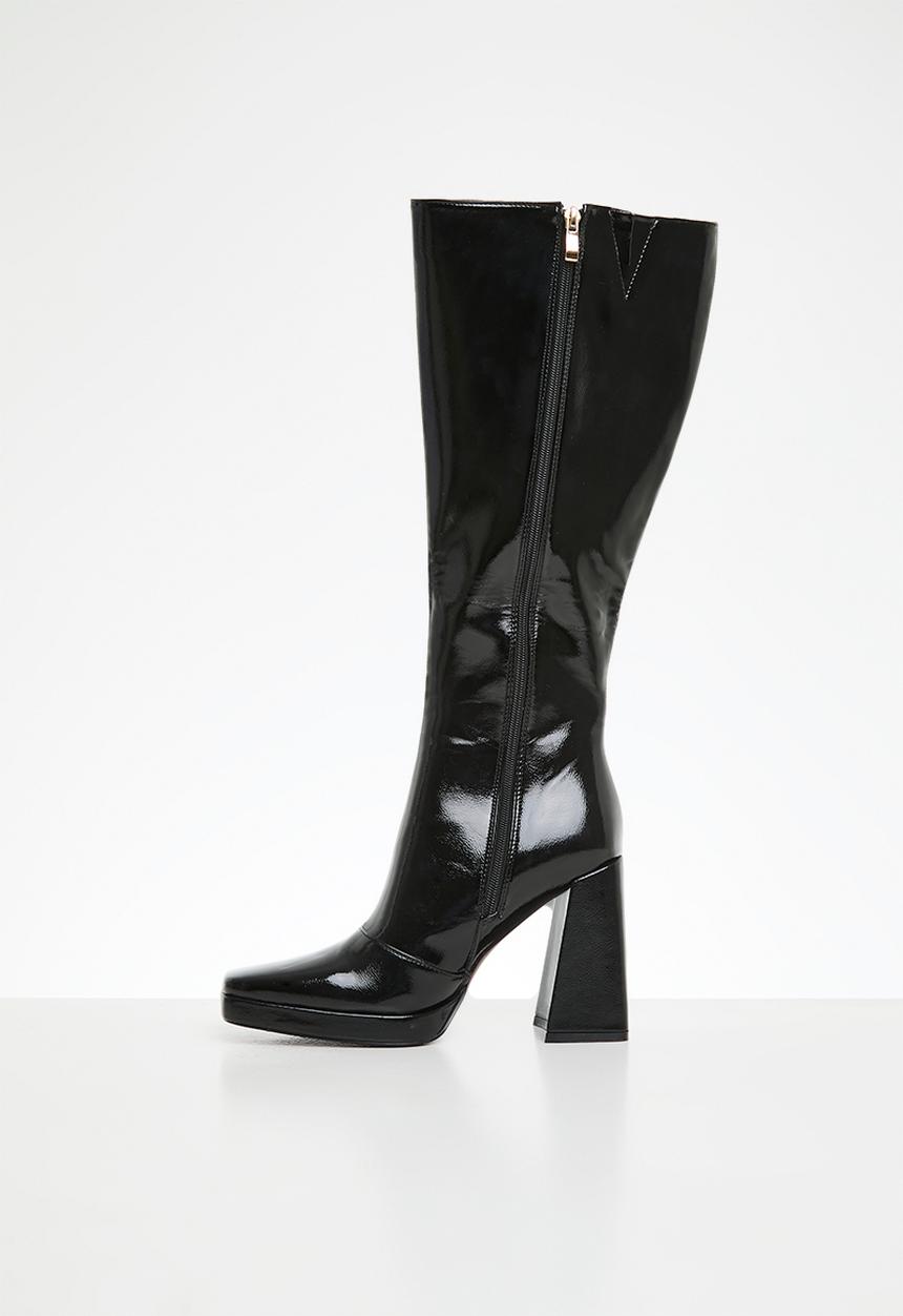 Plum - Khloe knee length boot - black