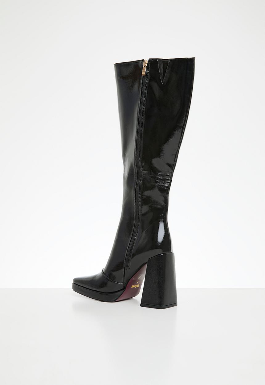 Plum - Khloe knee length boot - black