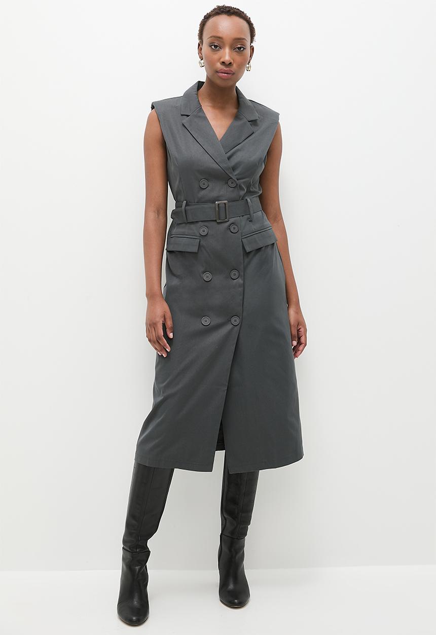 edit - Sleeveless blazer dress - charcoal