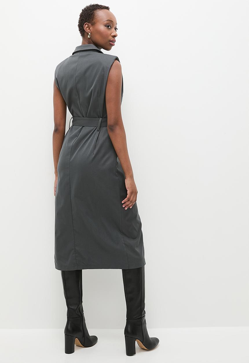 edit - Sleeveless blazer dress - charcoal