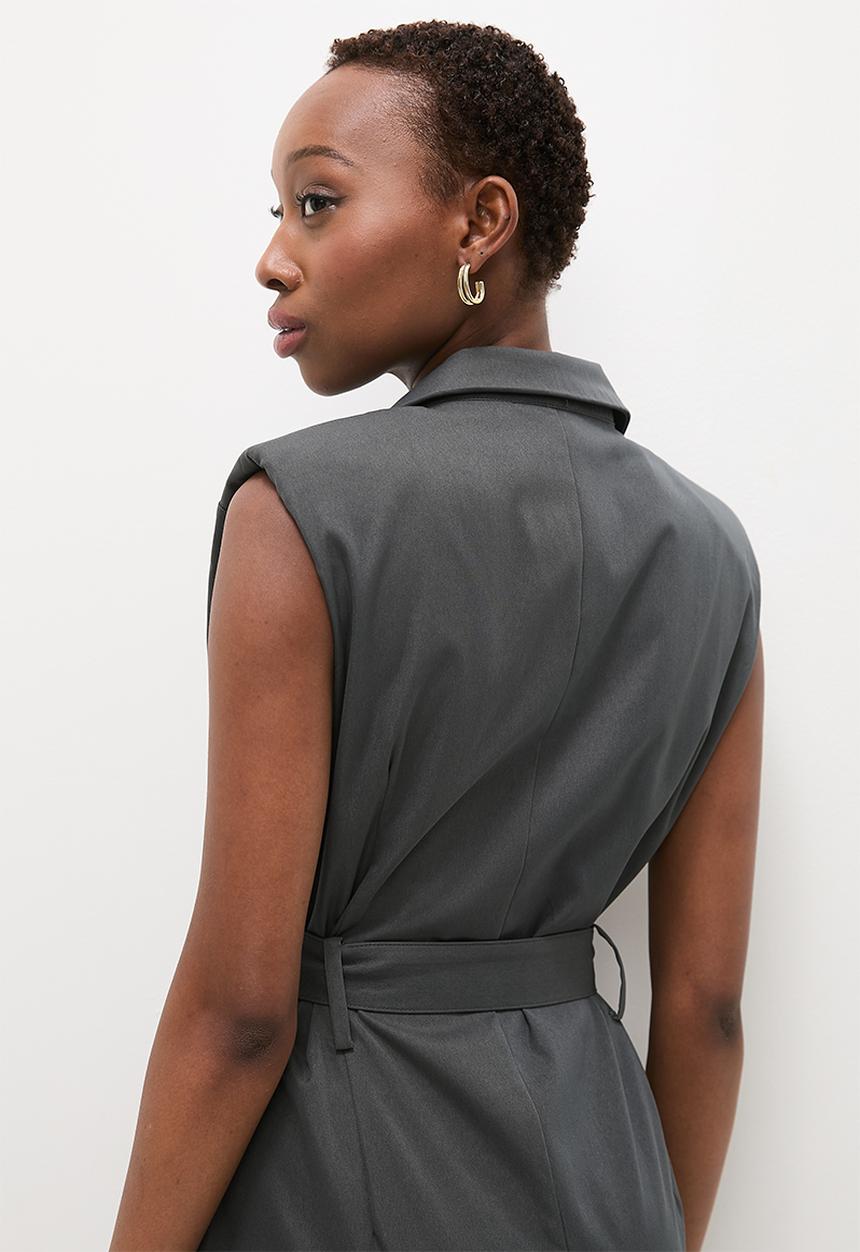 edit - Sleeveless blazer dress - charcoal