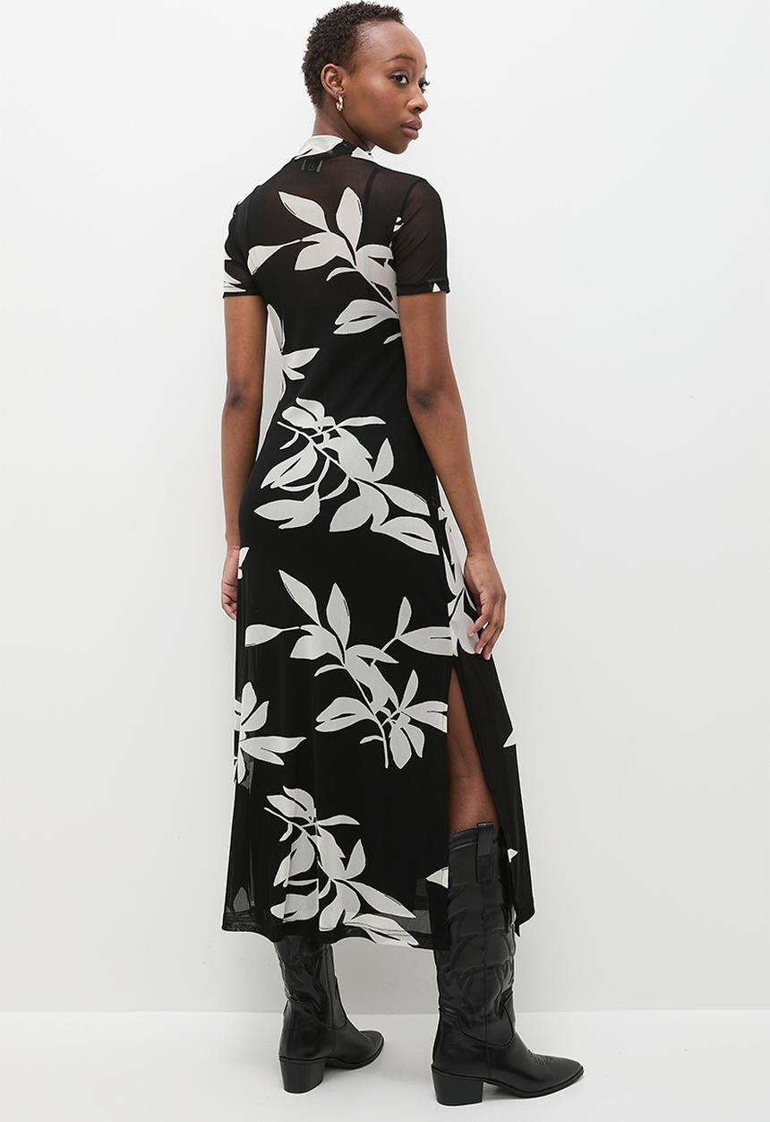 Me&B - Maxi Mesh Dress - Black & White