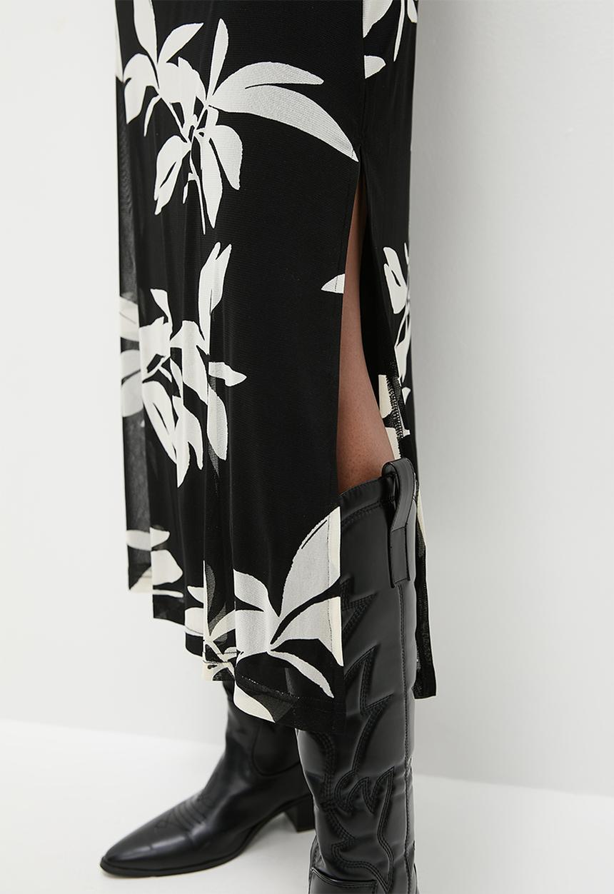 Me&B - Maxi Mesh Dress - Black & White