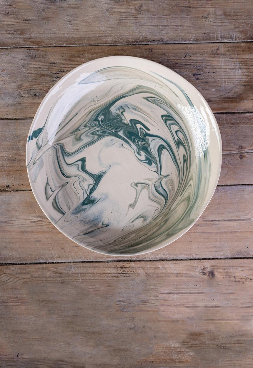 pret-a-pot - Teal Marble Large Platter - Teal