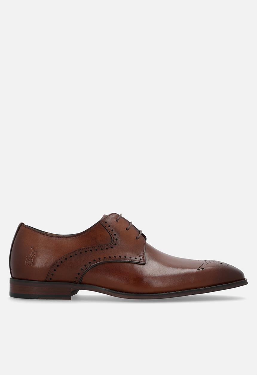 POLO - Perforated gibson lace up - tan