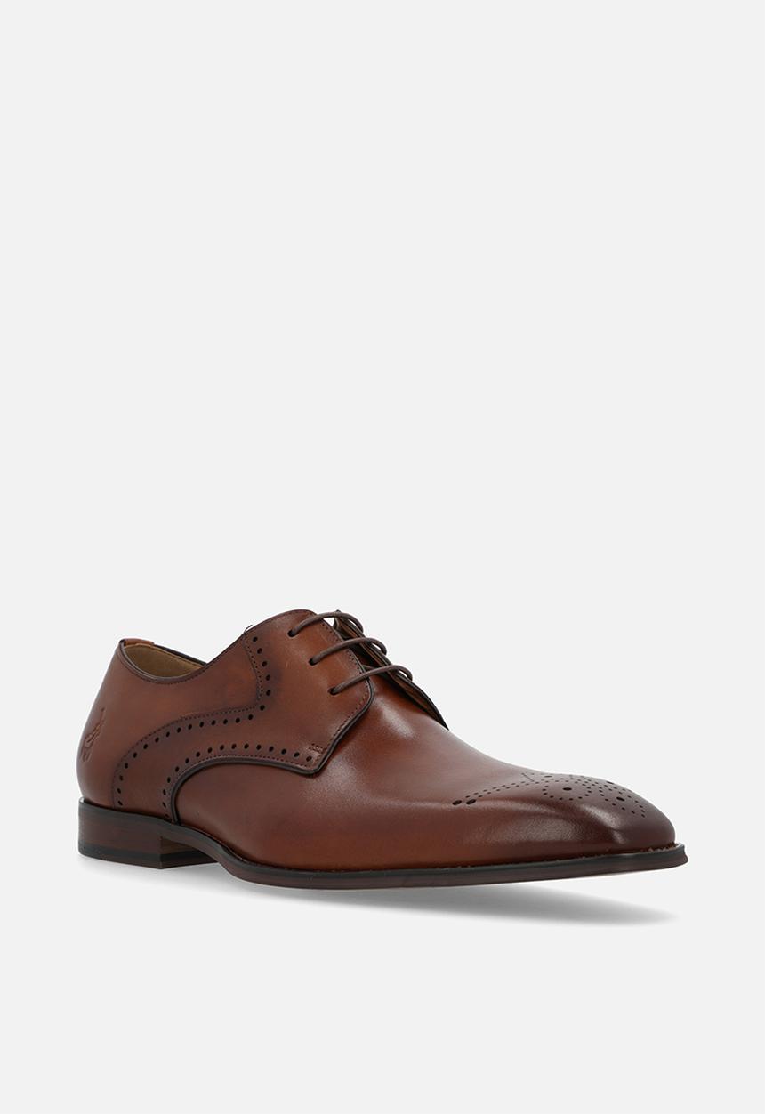 POLO - Perforated gibson lace up - tan