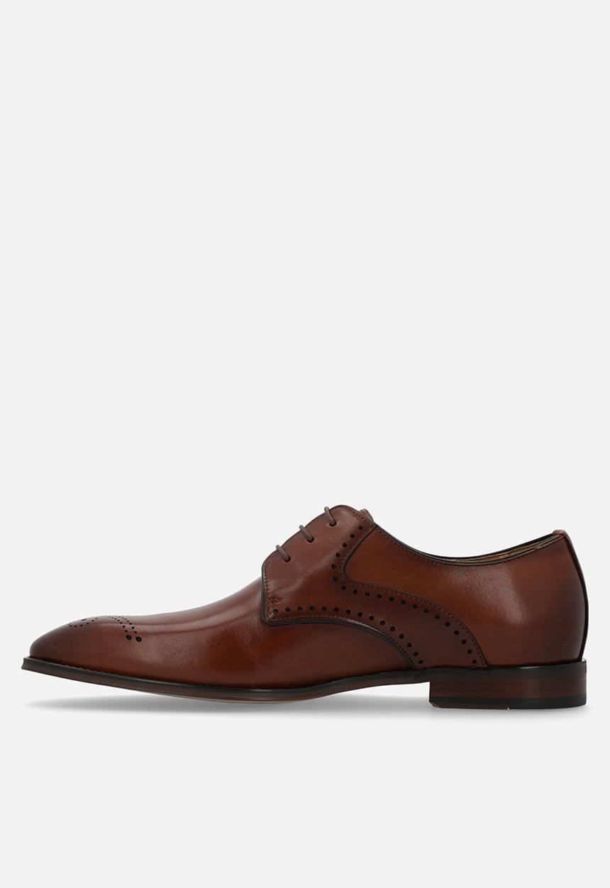 POLO - Perforated gibson lace up - tan