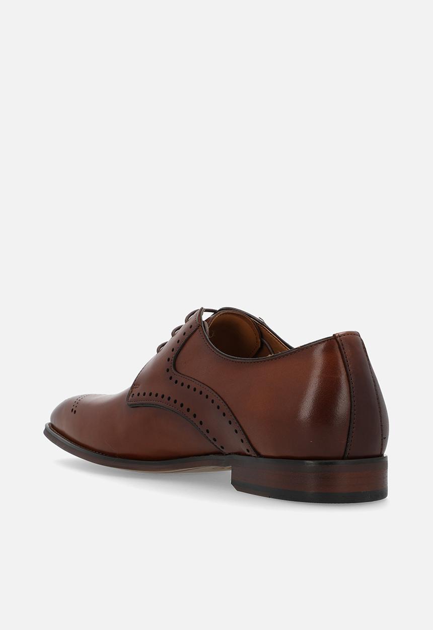 POLO - Perforated gibson lace up - tan
