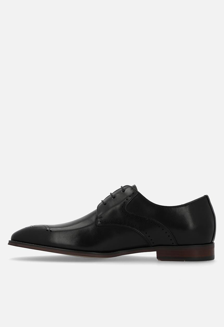 POLO - Perforated gibson lace up - black