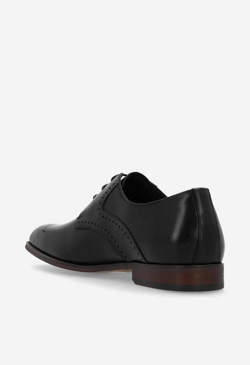 POLO - Perforated gibson lace up - black