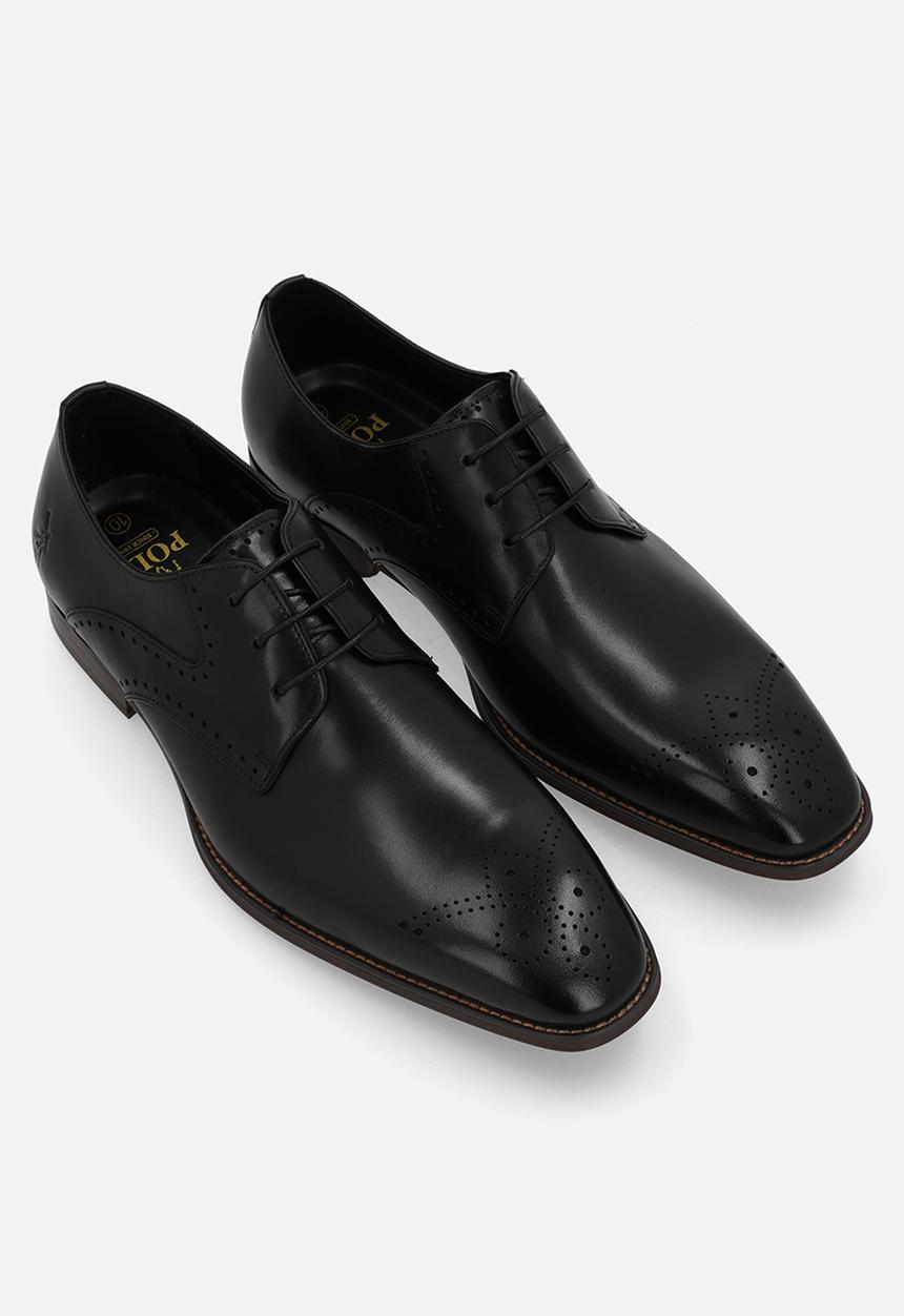 POLO - Perforated gibson lace up - black