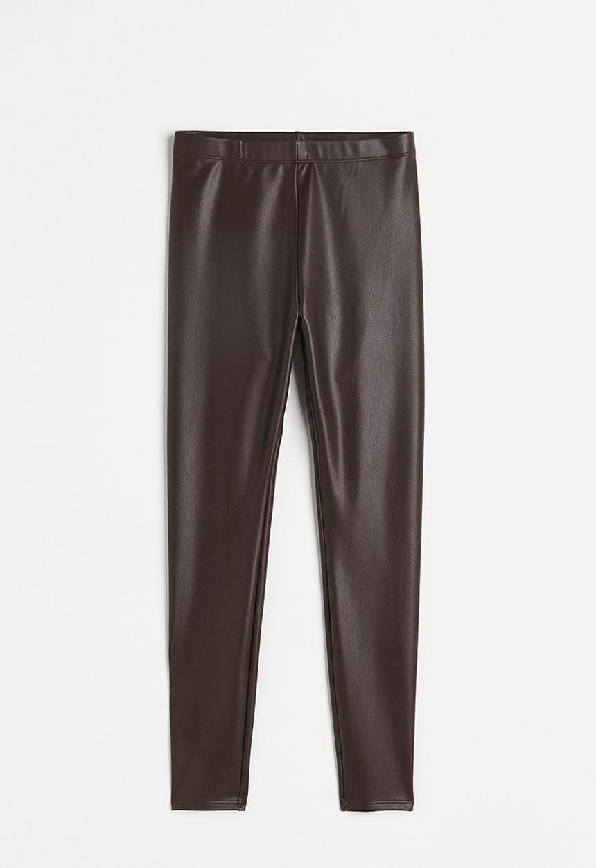H&M - Coated leggings - dark brown