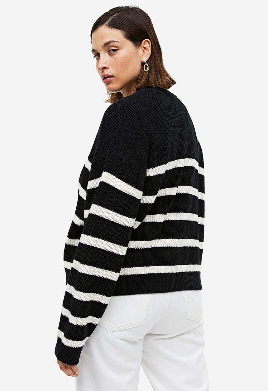 H&M - Rib-knit jumper - black striped