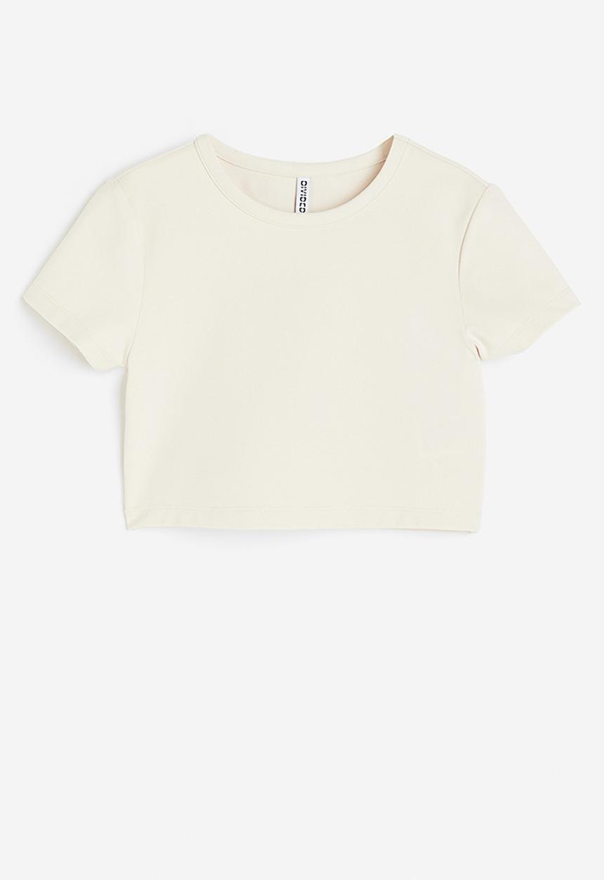 H&M - Cropped jersey top - white