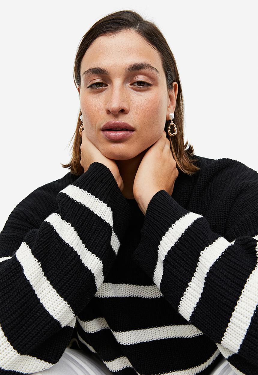 H&M - Rib-knit jumper - black striped