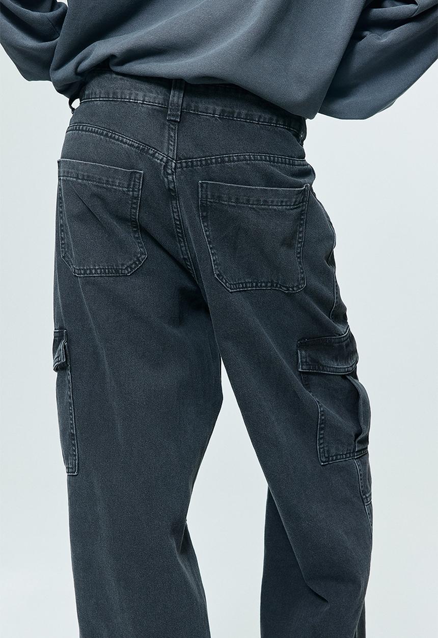 H&M - Denim cargo trousers - black