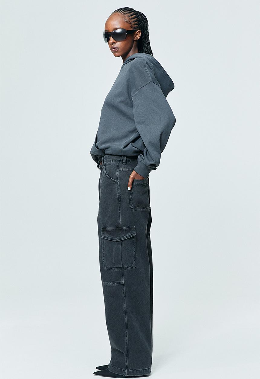 H&M - Denim cargo trousers - black