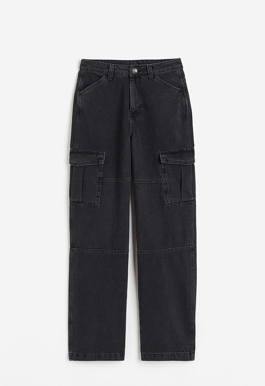 H&M - Denim cargo trousers - black