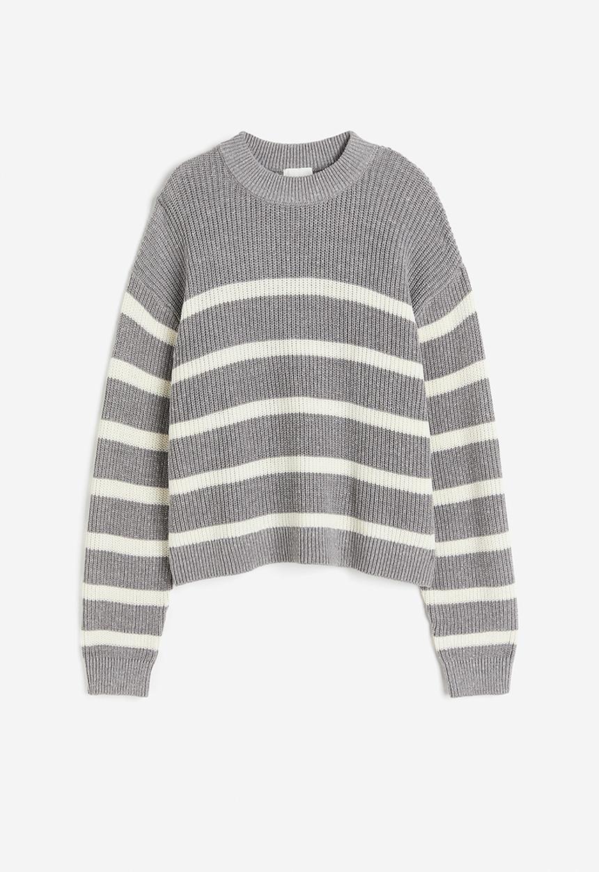 H&M - Rib-knit jumper - grey striped