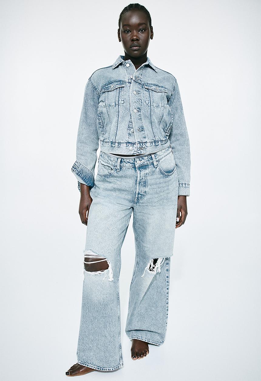 H&M - Curvy fit baggy low jeans - blue