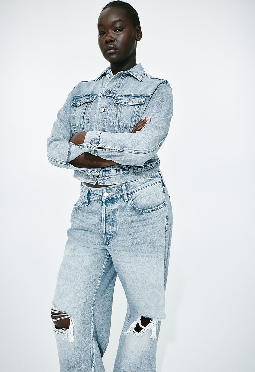 H&M - Curvy fit baggy low jeans - blue