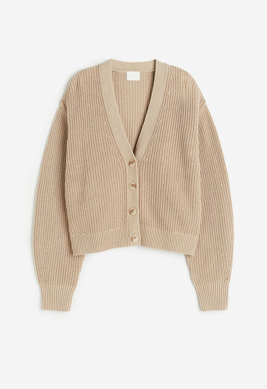 H&M - Rib-knit cardigan - beige