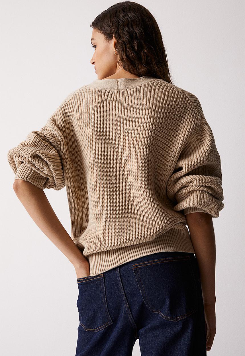 H&M - Rib-knit cardigan - beige