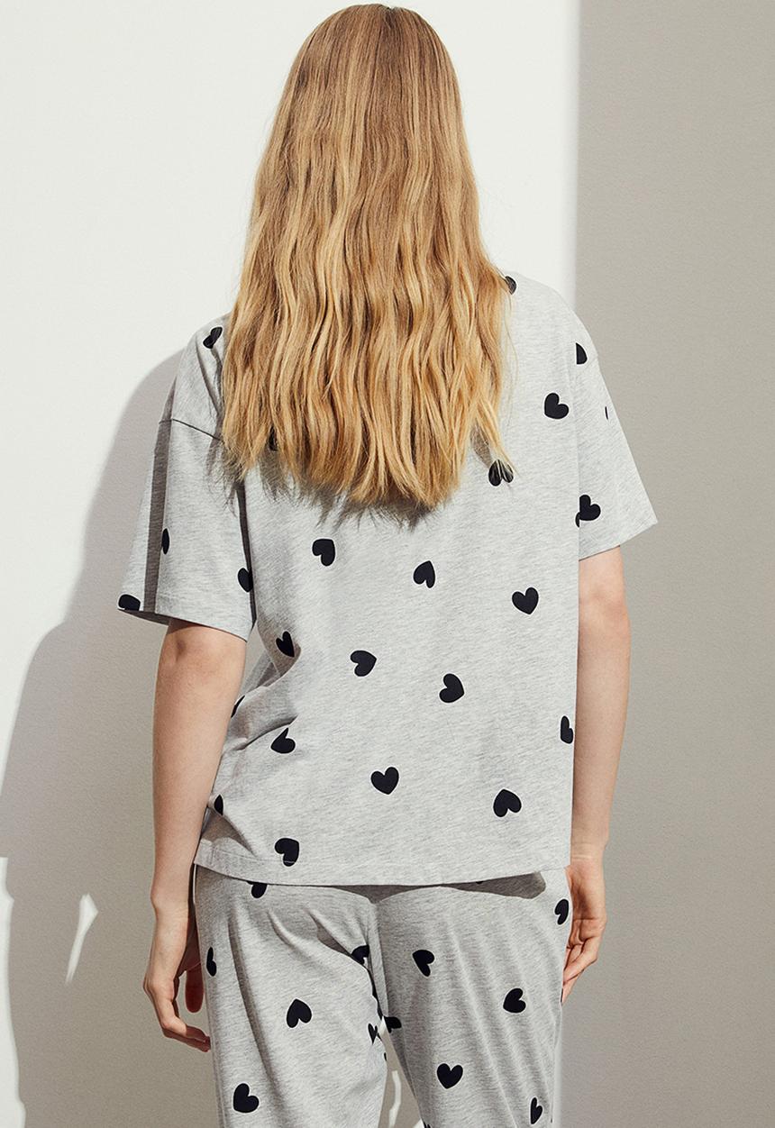 H&M - Jersey pyjamas - grey hearts