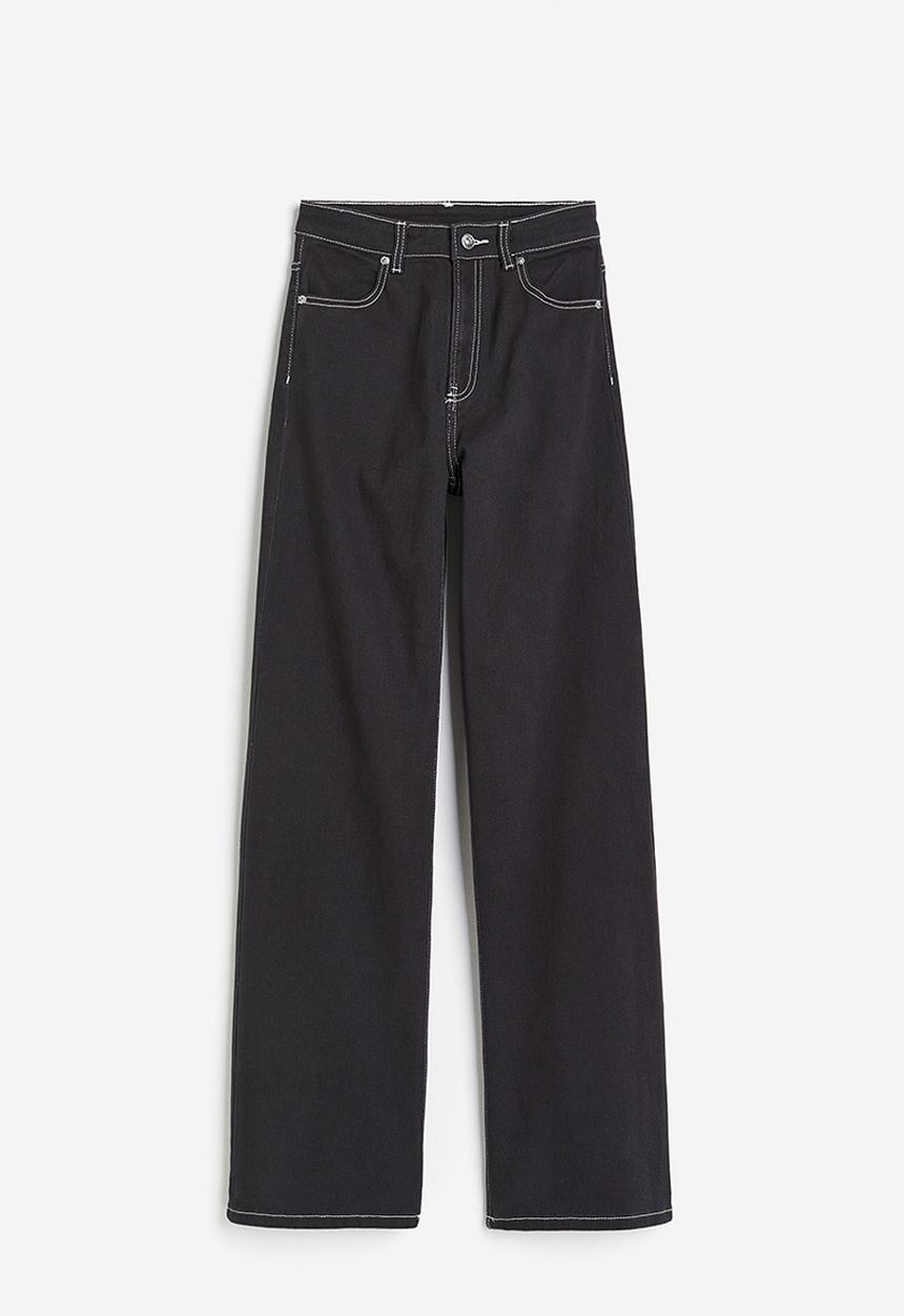 H&M - Wide twill trousers - black