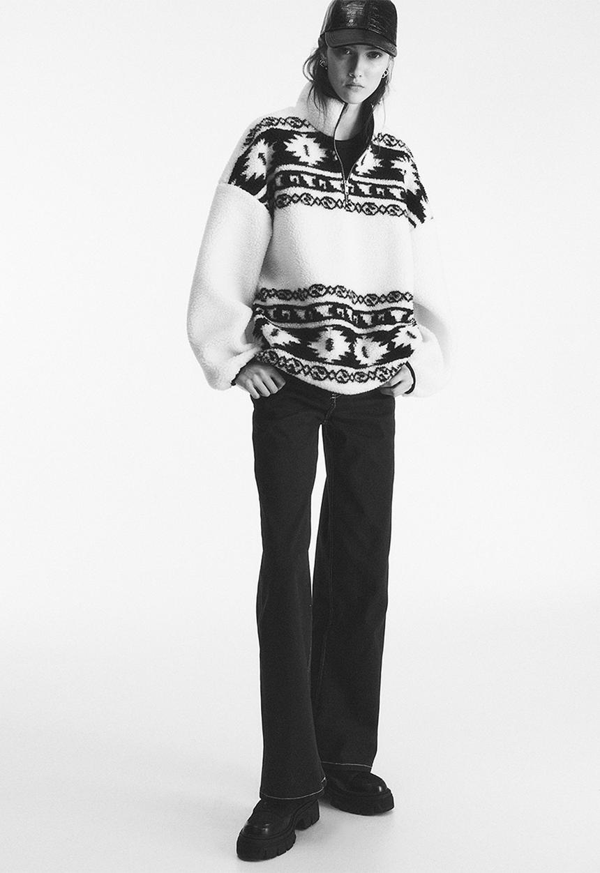 H&M - Wide twill trousers - black