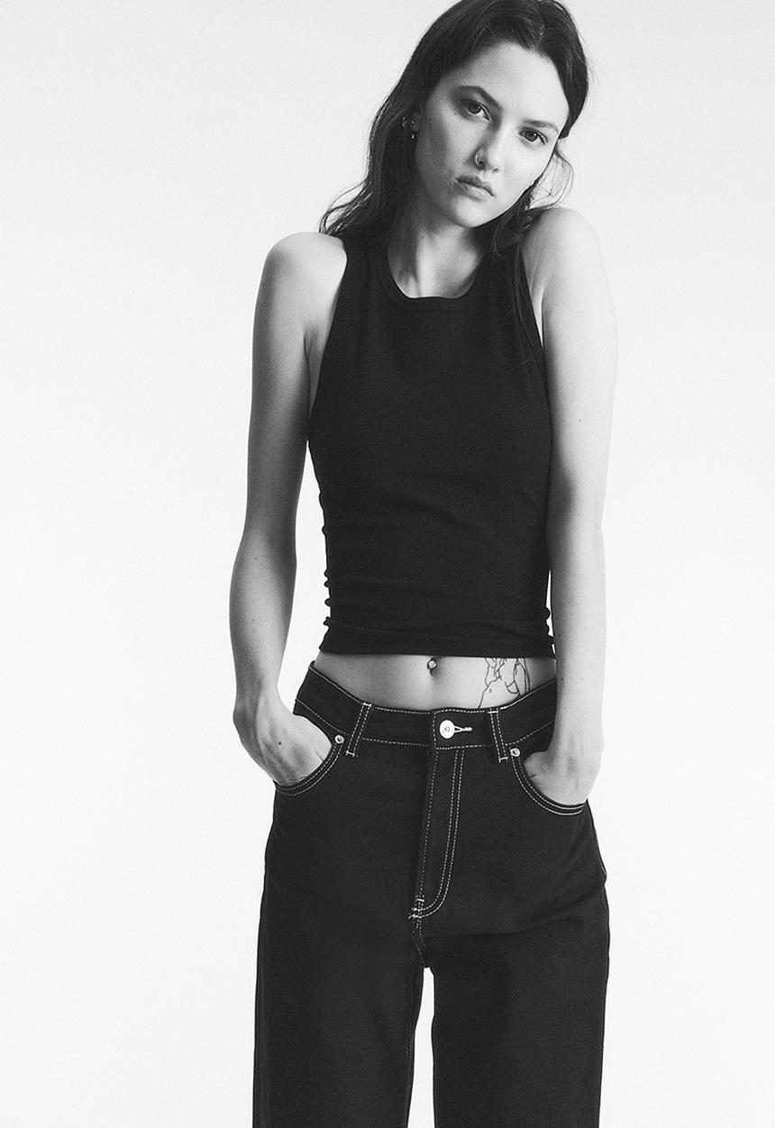 H&M - Wide twill trousers - black