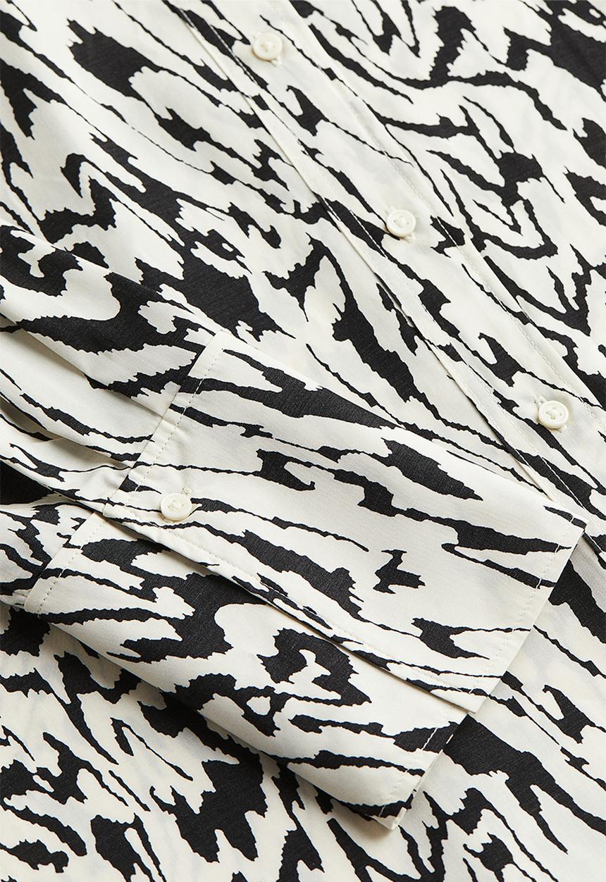 H&M - Lyocell-blend shirt dress - white patterned 