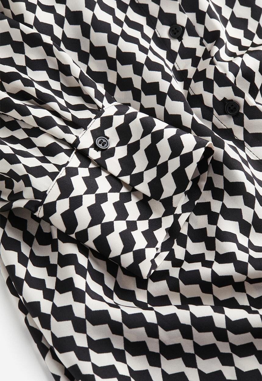 H&M - Shirt dress - black & white