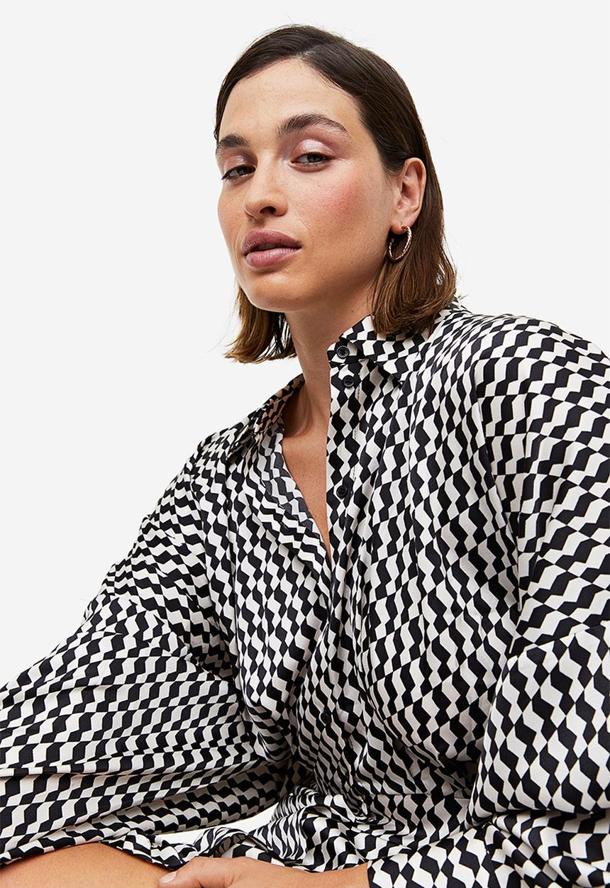 H&M - Shirt dress - black & white