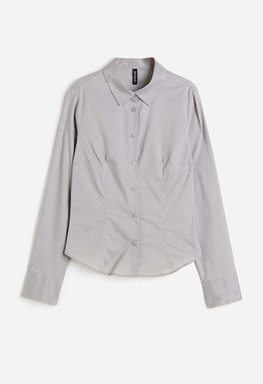 H&M - Fitted poplin shirt - grey