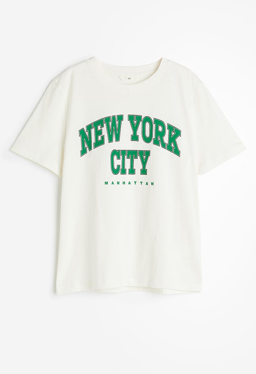 H&M - Printed T-shirt - white new york