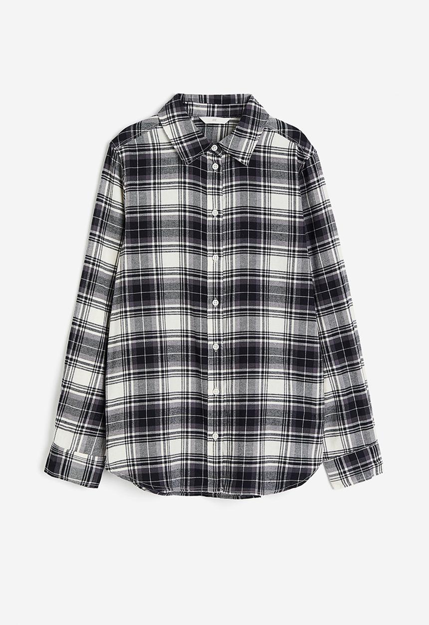 H&M - Cotton flannel shirt - black checked