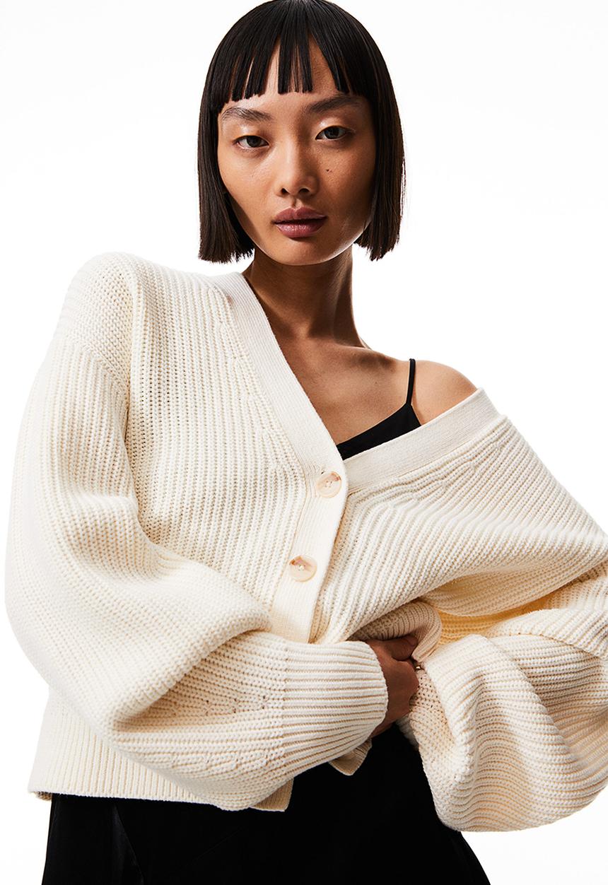 H&M - Rib-knit cardigan - cream