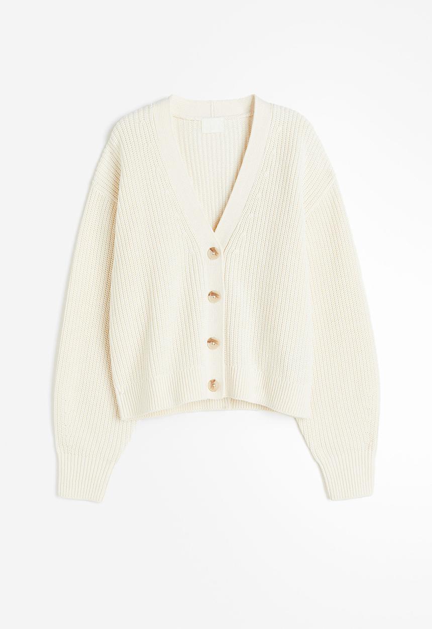H&M - Rib-knit cardigan - cream
