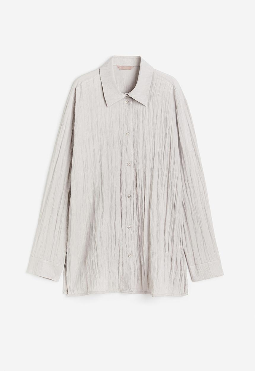 H&M - Crinkled shirt - light greige 