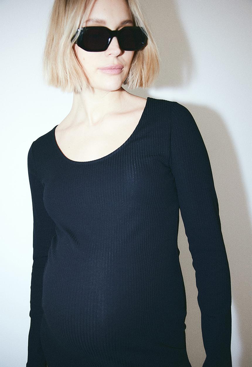 H&M - Mama ribbed bodycon dress - black