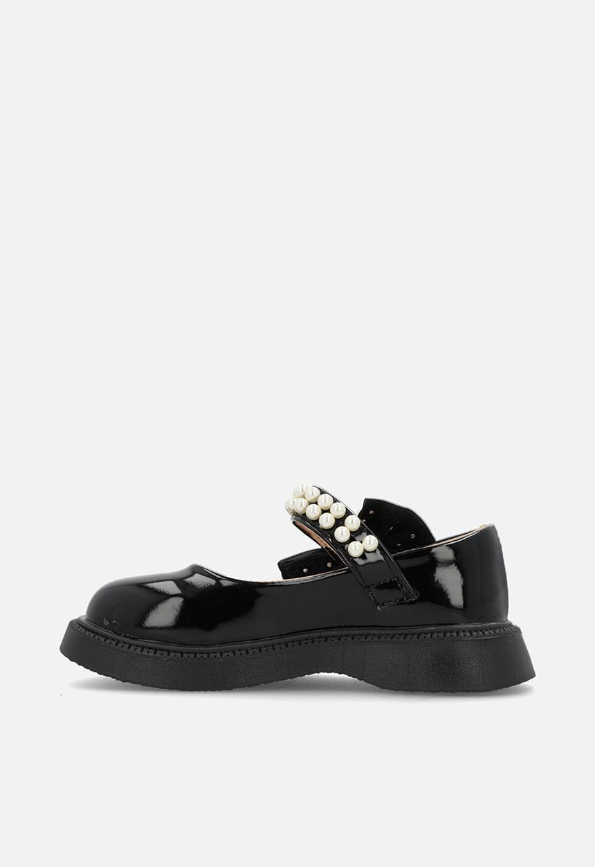 Pop Candy - Pearl bow décor Mary janes - black