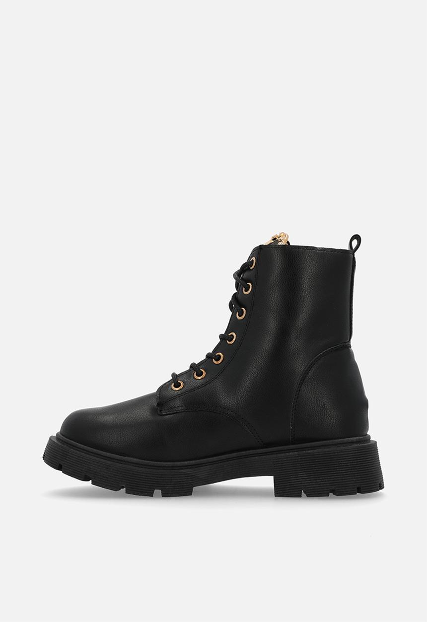 Pop Candy - Lace up combat  Boots -black