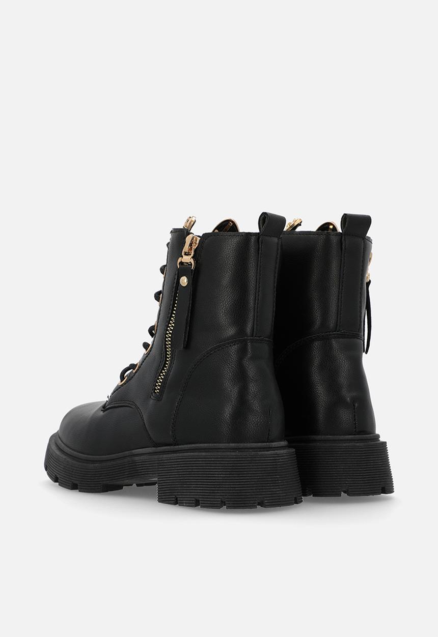 Pop Candy - Lace up combat  Boots -black