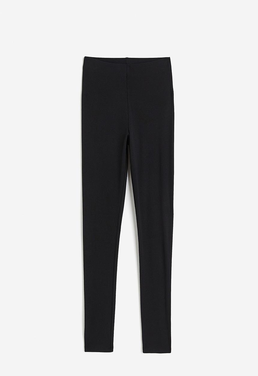 H&M - Ribbed leggings - black