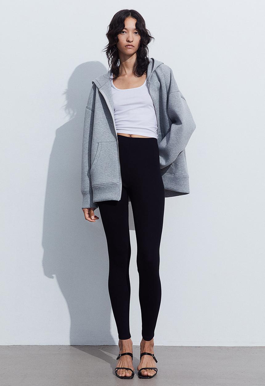 H&M - Ribbed leggings - black