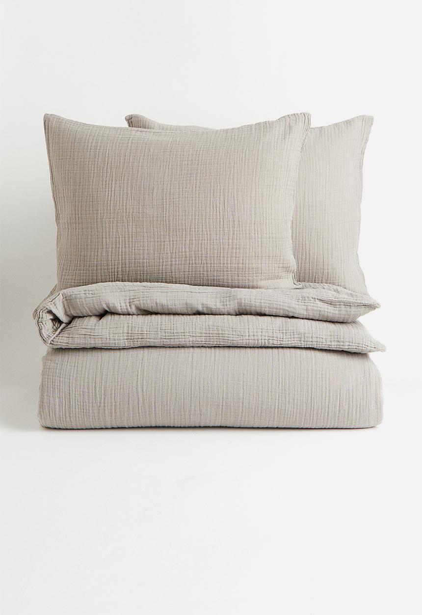 H&M - Muslin double/king duvet cover set - beige