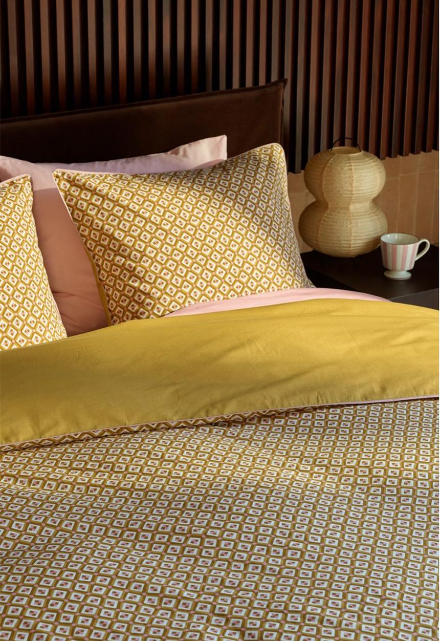 H&M - Cotton double/king size duvet cover set - yellow